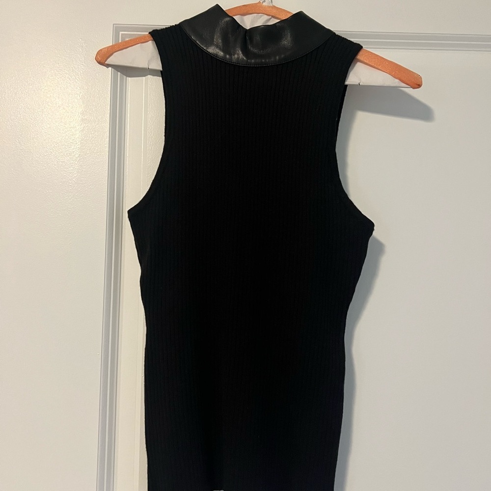 NWT Sleeveless Top with Leather Collar